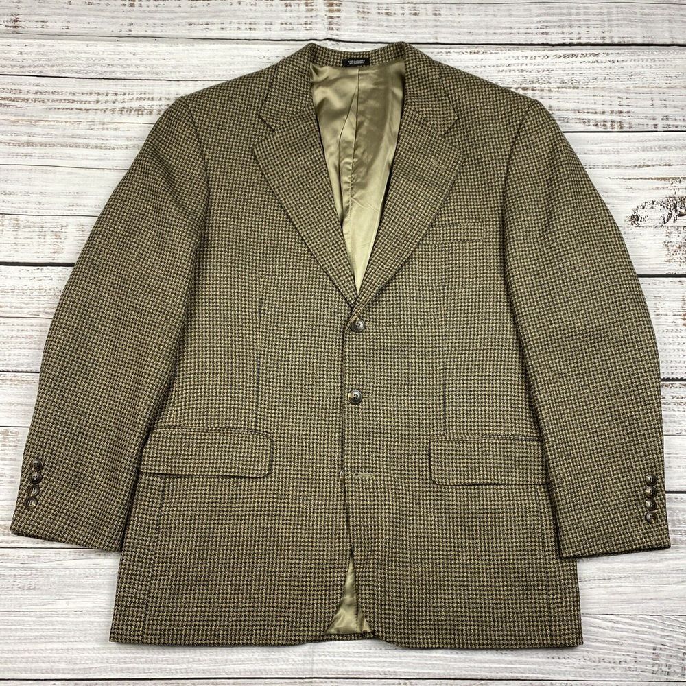 Lana Moda Fine Italian Fabric‎ 3-Button Tweed Blazer Jacket Silk Wool Size 40 R